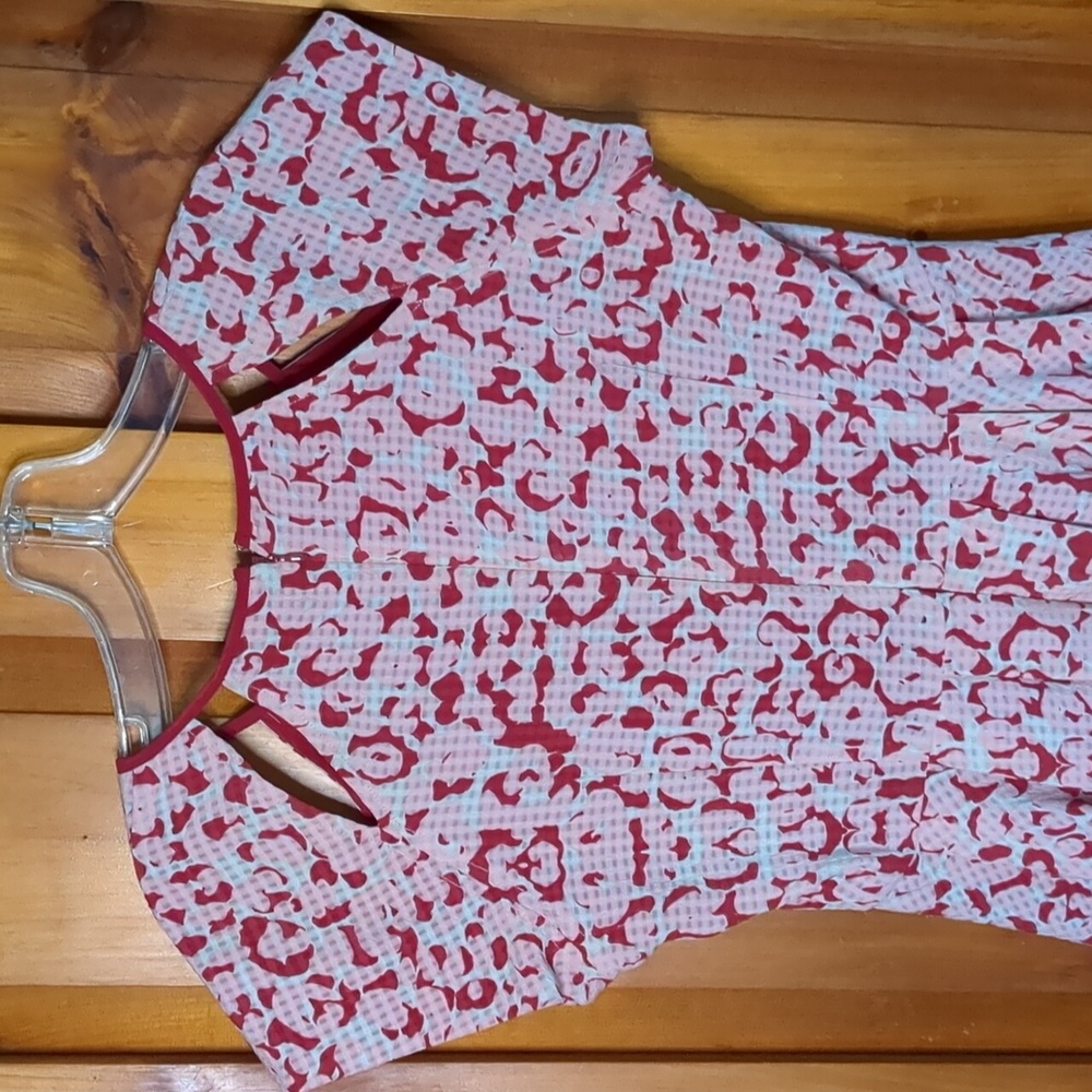GUESS* floral cheetah print circle skirt dress w cut out detail at shoulders zip - Picture 7 of 12